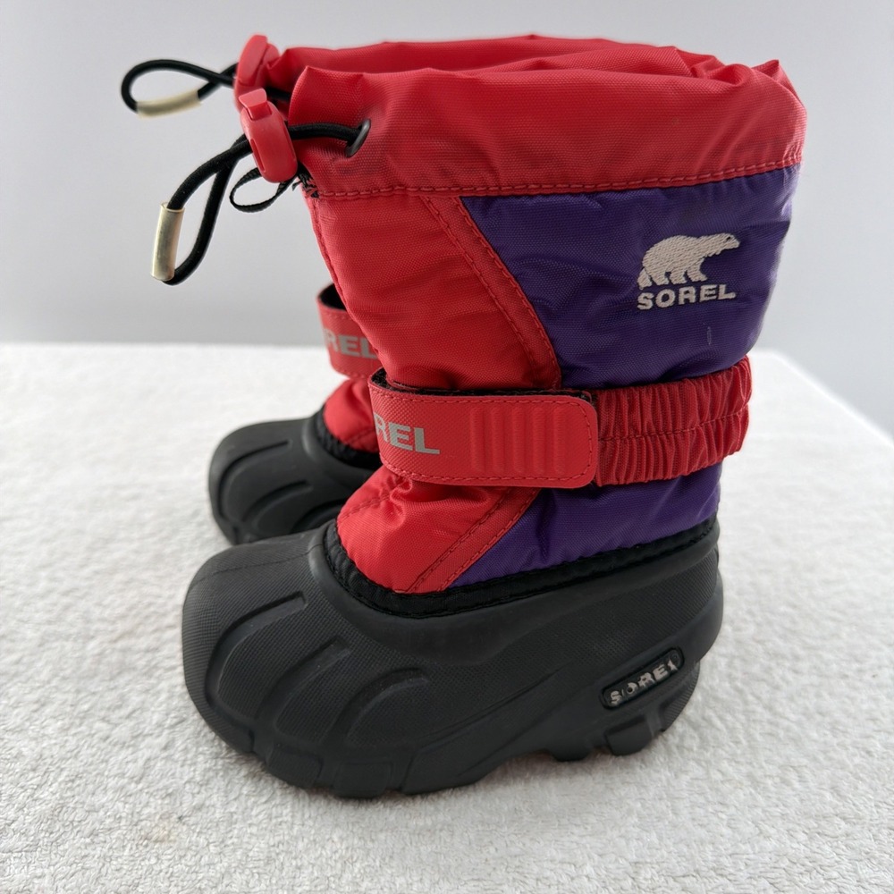 SOREL Toddler 6 Red Purple Insulated Flurry Pull On Snow Boots Play Boots